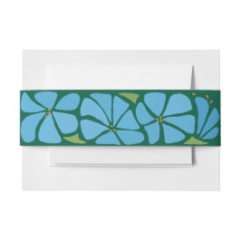 Blue Groovy Blume Muster Hochzeitseinladung Einladungsbanderole