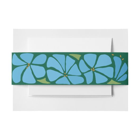 Blue Groovy Blume Muster Hochzeitseinladung Einladungsbanderole (Vorderseite Beispiel)