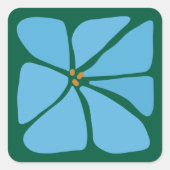 Blue Groovy Blume Muster Hochzeitsfeier Siegel Quadratischer Aufkleber (Vorderseite)
