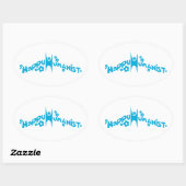 Blue Groovy Happy Humanist Ovaler Aufkleber (Blatt)