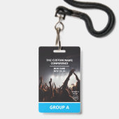 Blue Group Conference QR Code Custom Access Pass Ausweis (Vorderseite mit Lanyard)