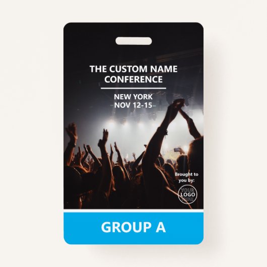 Blue Group Conference QR Code Custom Access Pass Ausweis (Vorderseite)