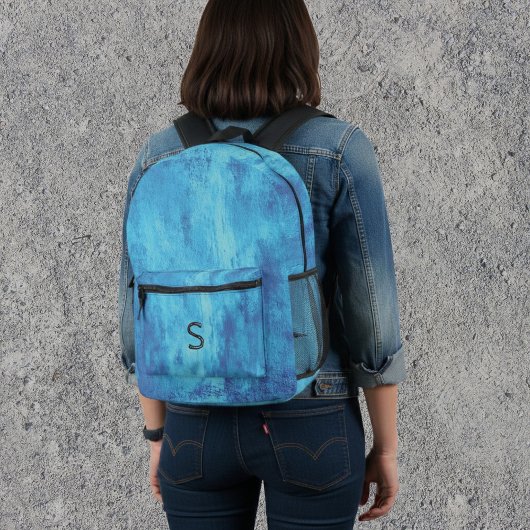 Blue Grunge Aesthetic Bedruckter Rucksack