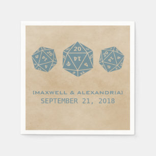 Blue Grunge D20 Dice Gamer Paper Napkins Serviette