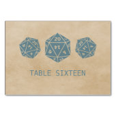 Blue Grunge D20 Dice Gamer Table Card Tischnummer (Rückseite)