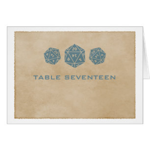 Blue Grunge D20 Dice Gamer Tischnummer Card