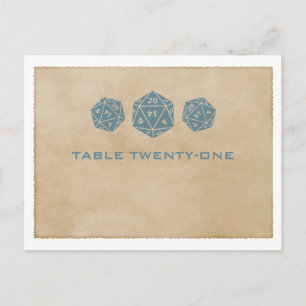 Blue Grunge D20 Dice Gamer Tischnummer Postkarte