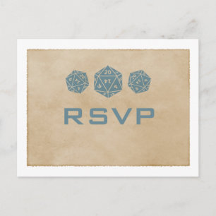 Blue Grunge D20 Dice Gamer UAWG Postcard Einladungspostkarte