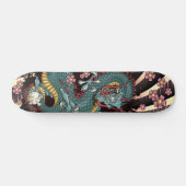 Blue Grunge Dragon Tattoo Skateboard (Horizontal)