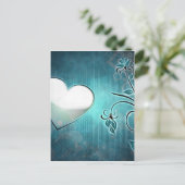 Blue Grunge Heart Postkarte (Stehend Vorderseite)