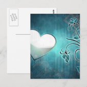 Blue Grunge Heart Postkarte (Vorne/Hinten)