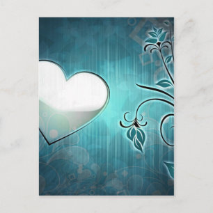 Blue Grunge Heart Postkarte