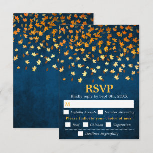 Blue Grunge Hochzeitsessen - Auswahl im Herbst RSVP Karte