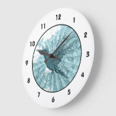 Blue Grunge Hummingbird Große Wanduhr (Winkel)
