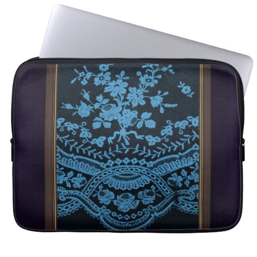Blue Grunge Lace Laptopschutzhülle (Vorderseite)
