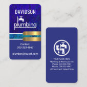 Blue Grunge Plumbing Gold Tabs Visitenkarte (Vorne/Hinten)
