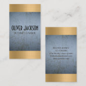 Blue Grunge Texture | Golden Metallic Shine Visitenkarte (Vorne/Hinten)