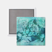 Blue Grunge Tiger Magnet (Vorderseite/Rückseite)