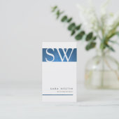 Blue Grunge Unternehmer Monogram BusinessCard Visitenkarte (Stehend Vorderseite)