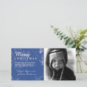 Blue Grunge Weihnachts-Fotokarte Feiertagskarte (Stehend Vorderseite)