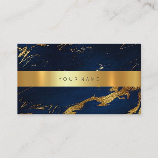 Blue Grungy Gold Marble Vip Business Card2 Visitenkarte (Vorderseite)