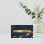 Blue Grungy Gold Marble Vip Business Card Visitenkarte (Stehend Vorderseite)