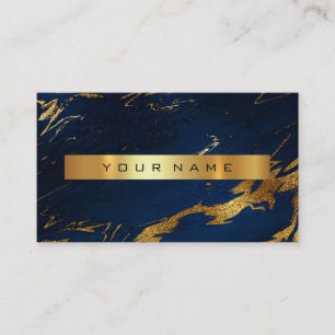Blue Grungy Gold Marble Vip Business Card Visitenkarte