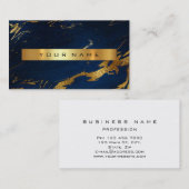 Blue Grungy Gold Marble Vip Business Card Visitenkarte (Vorne/Hinten)