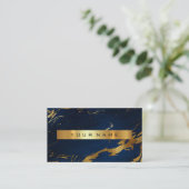 Blue Grungy Gold Marble Vip Business Card Visitenkarte (Stehend Vorderseite)