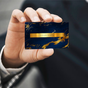 Blue Grungy Gold Marble Vip Business Card Visitenkarte