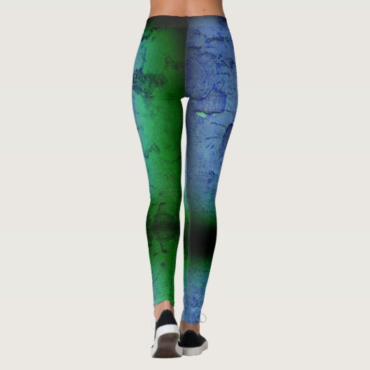 Blue & Grüntöne Abstrakt Leggings (Rückseite)