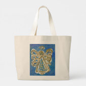 Blue Guardian Angel Art Custom Tote Bag Jumbo Stoffbeutel (Rückseite)