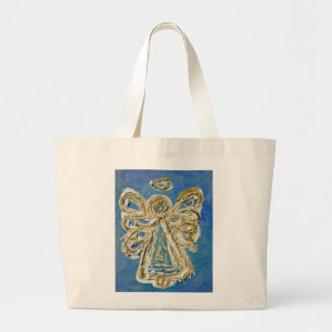 Blue Guardian Angel Art Custom Tote Bag Jumbo Stoffbeutel