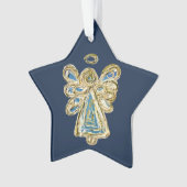 Blue Guardian Angel Art Weihnachtsfeiertag Ornament (Vorderseite)