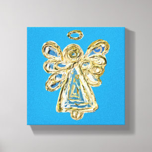 Blue Guardian Angel Art Wrapped Canvas Malerei Leinwanddruck