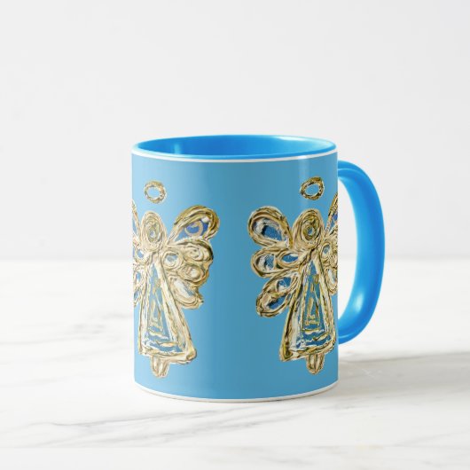 Blue Guardian Angel Custom Coffee Cup Tasse (VorderseiteRechts)