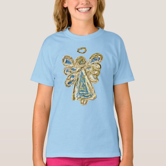 Blue Guardian Angel Custom Holiday Art T - Shirt (Vorderseite)