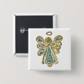 Blue Guardian Angel Custom Holiday Button Button (Vorne & Hinten)