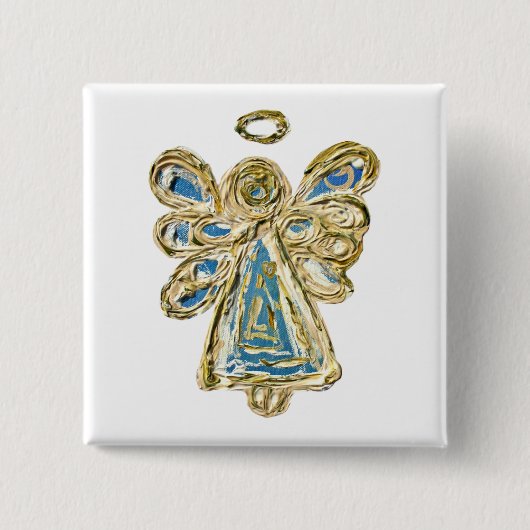 Blue Guardian Angel Custom Holiday Button Button (Vorderseite)