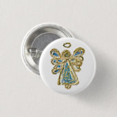 Blue Guardian Angel Custom Holiday Button Button (Vorne & Hinten)