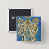 Blue Guardian Angel Custom Holiday Button Button (Vorne & Hinten)