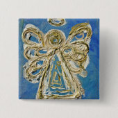 Blue Guardian Angel Custom Holiday Button Button (Vorderseite)