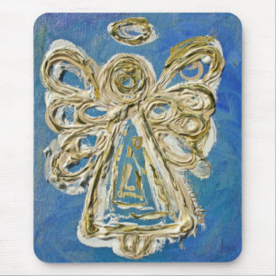 Blue Guardian Angel Mousepads