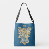 Blue Guardian Angel Pursuit Art Cross Body Bag Tragetaschen Mit Langen Trägern (Rückseite)