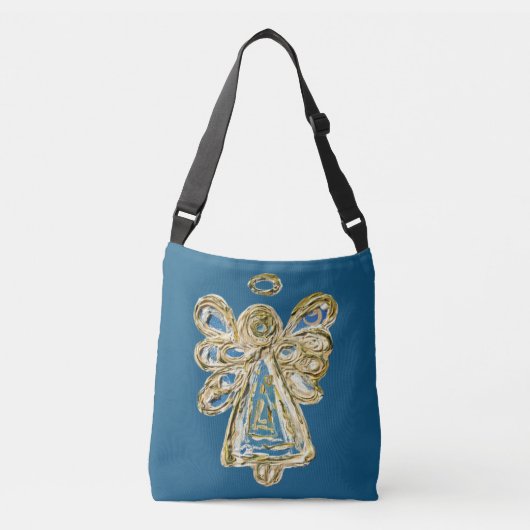 Blue Guardian Angel Pursuit Art Cross Body Bag Tragetaschen Mit Langen Trägern (Vorderseite)