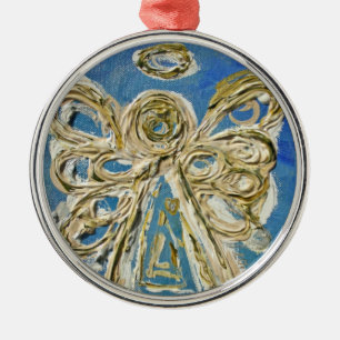 Blue Guardian Angel Silbernes Ornament
