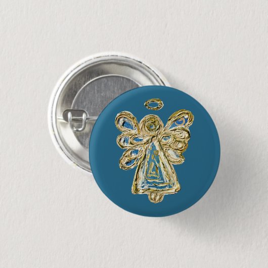 Blue Guardian Holiday Angel Custom Button Button (Vorne & Hinten)