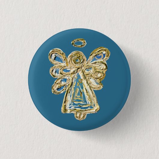 Blue Guardian Holiday Angel Custom Button Button (Vorderseite)