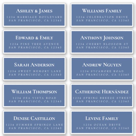 Blue Guest Address Labels ORDER 6" oder 8"! (Vorderseite)