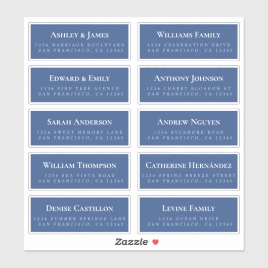 Blue Guest Address Labels ORDER 6" oder 8"! (Blatt)